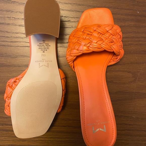 NWT Marc Fisher Square Toe Braided Samdals - Orange Size 6 - Picture 5 of 5